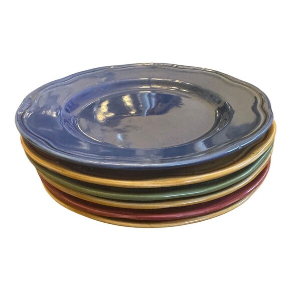 Set Of 6 Sabatier Cannes Stoneware Salad Plates 8" Microwave & Dishwasher Safe - Picture 5 of 6